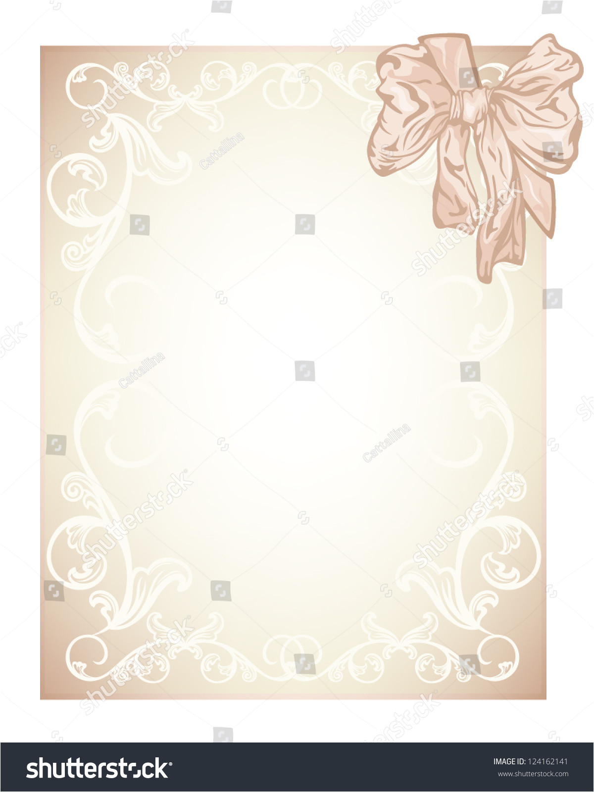 stock vector elegant beige blank for wedding invitation or certificate card design with silk bow vector
