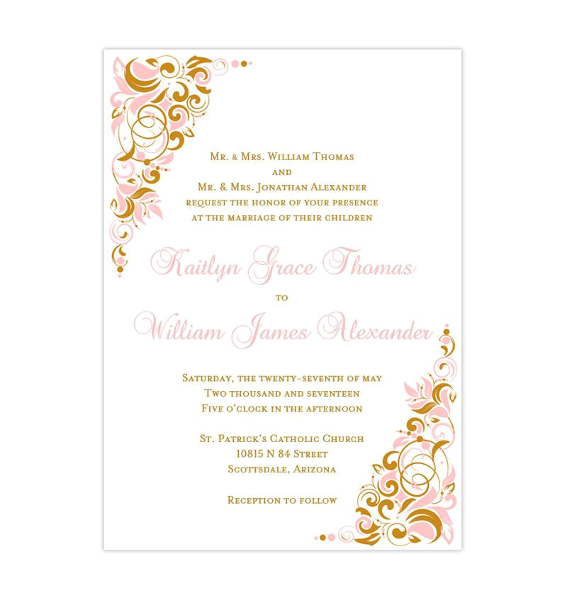 gianna wedding invitation blush pink gold