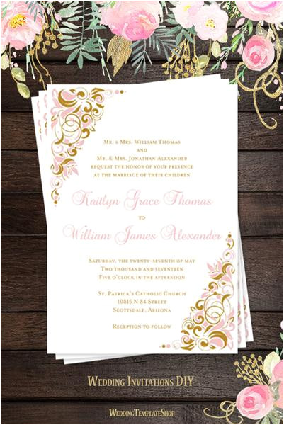 gianna wedding invitation blush pink gold