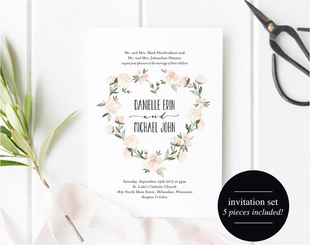 boho wedding invitation template floral