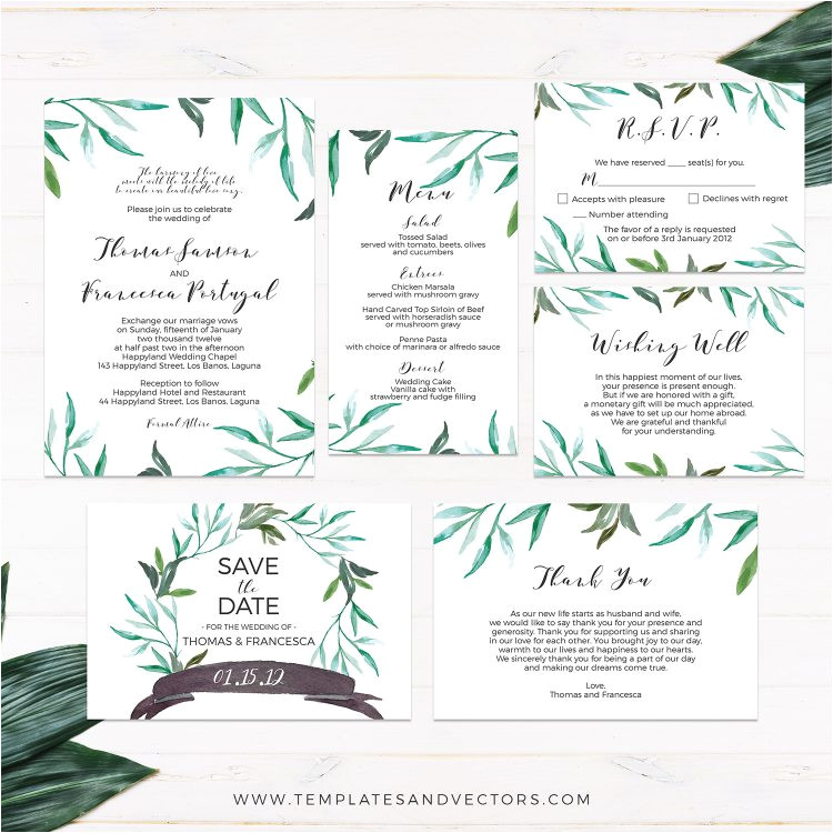 branch boho wedding invitation tvw067