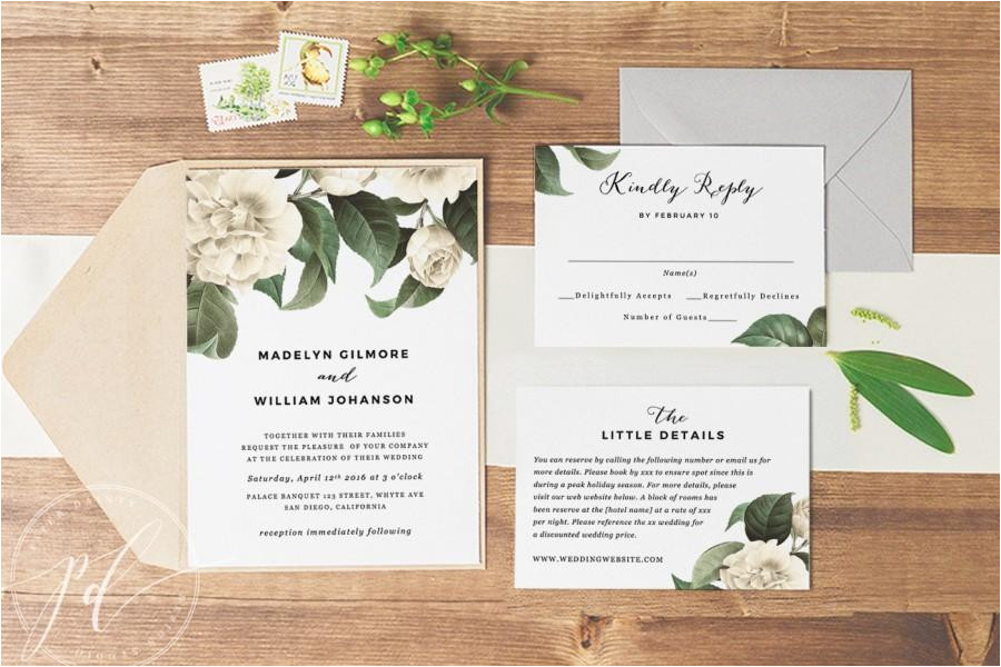 wedding invitation template printable editable text instant download botanical vintage florals edit in word or pages emma suite