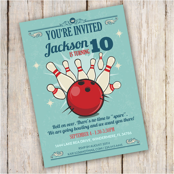 bowling birthday party invitation template