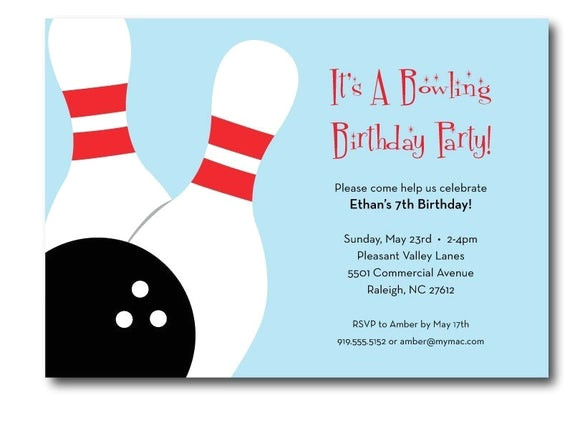 bowling birthday party invitation