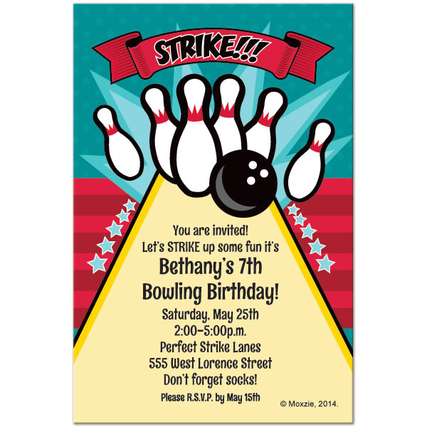 free printable bowling birthday invitations