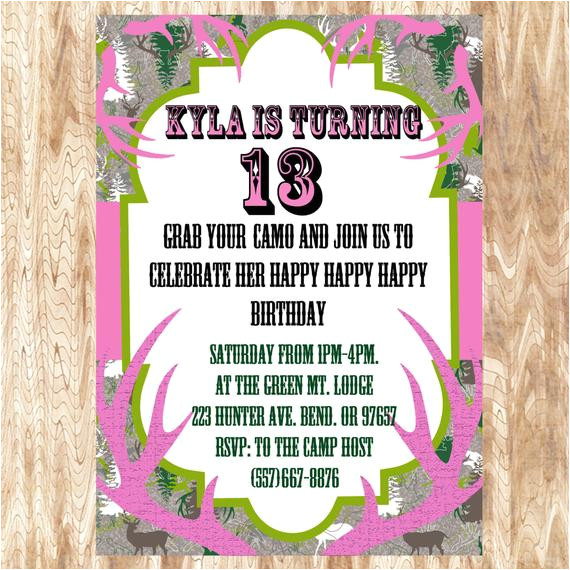 pink camo birthday party invitation jpeg