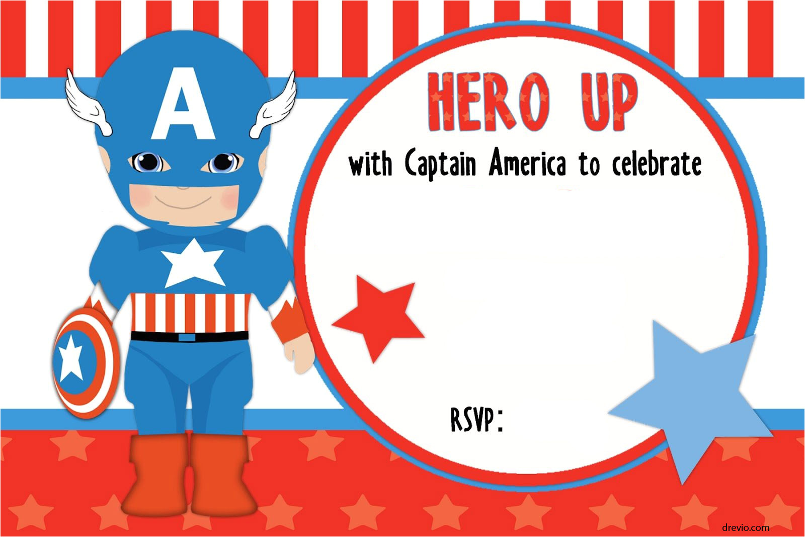 free printable captain america birthday invitation template