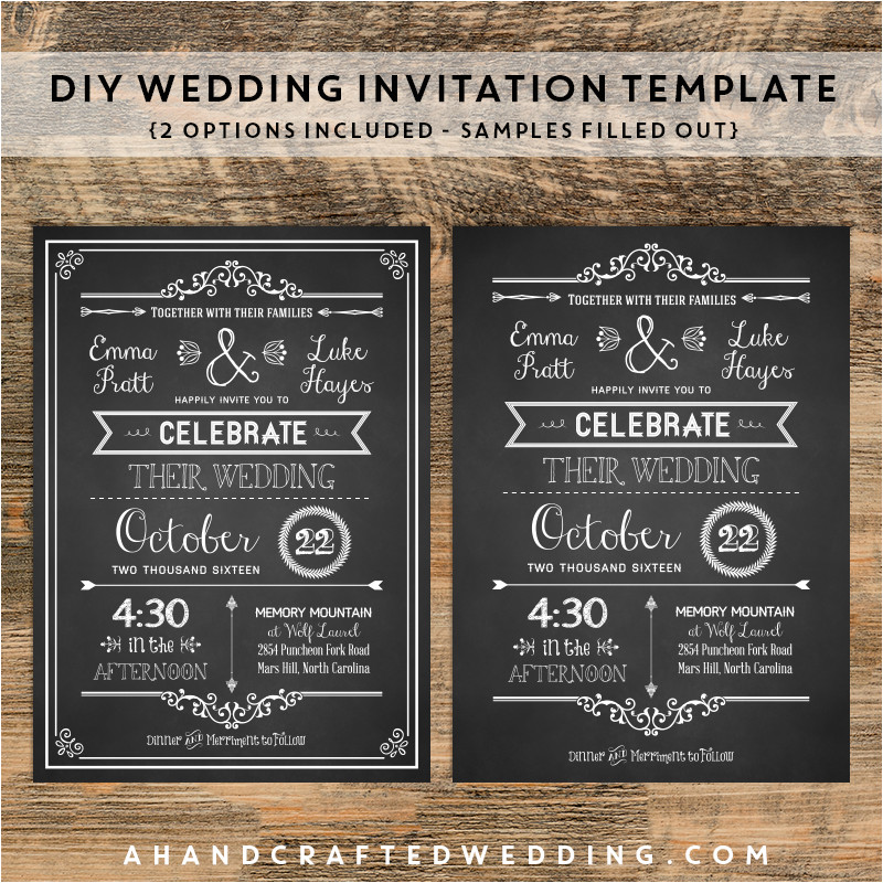 chalkboard wedding invitation template
