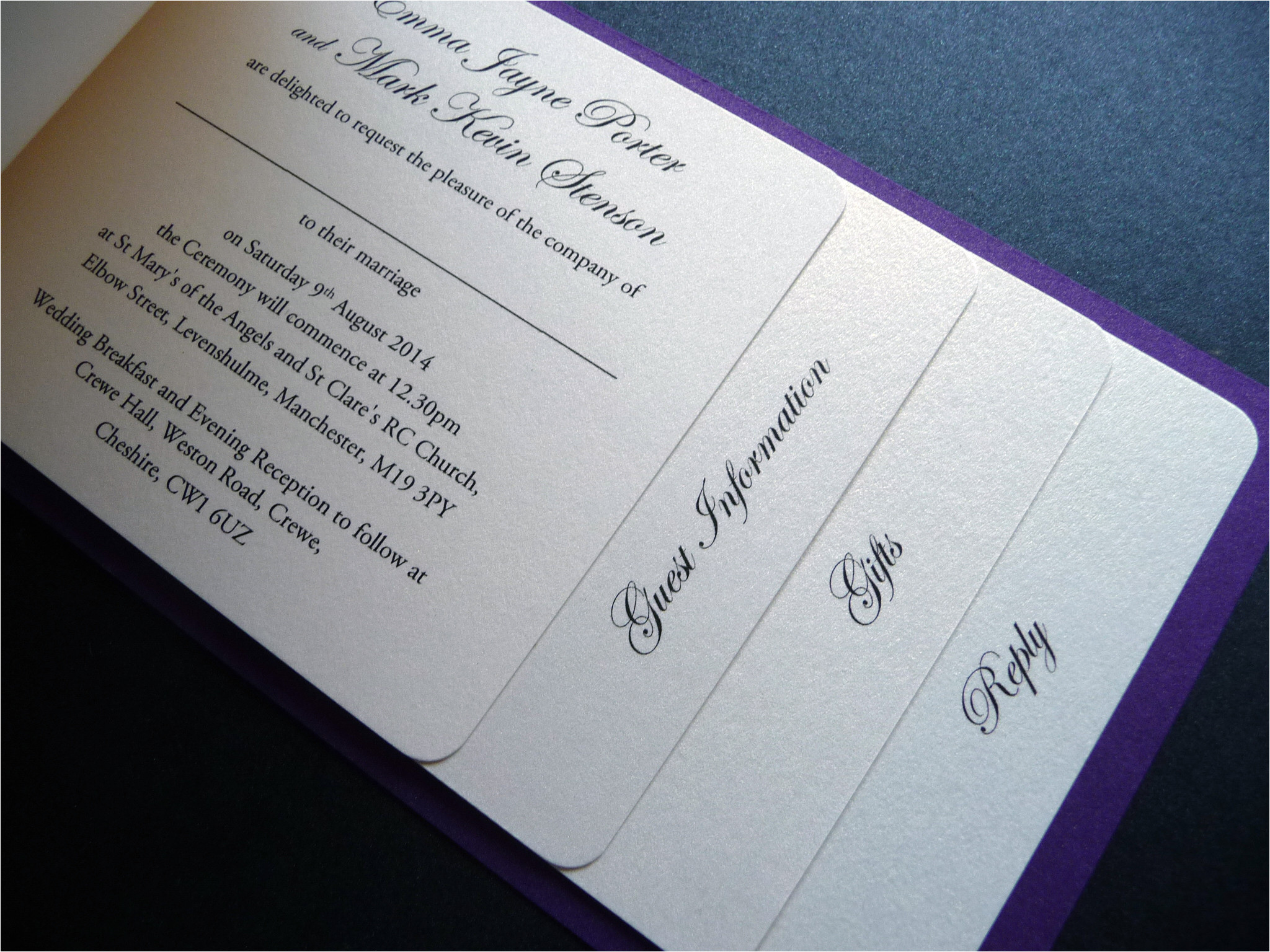 cheque book wedding invitation with a bow