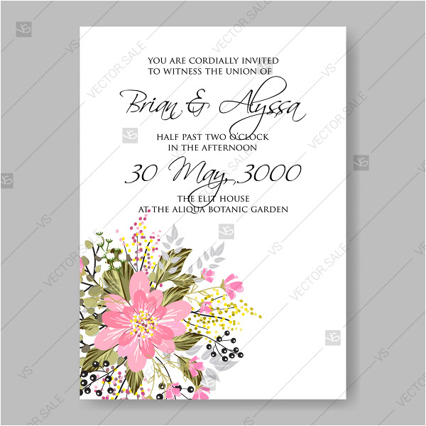 sakura pink cherry blossom flowers japan wedding invitation vector template greeting card 24045