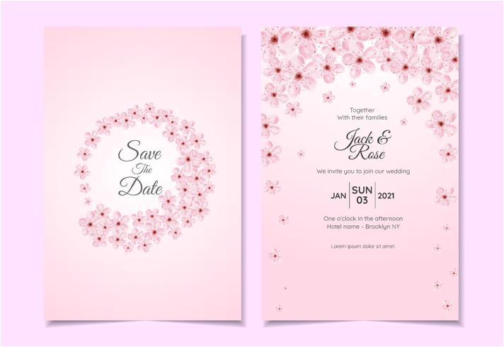 566999 set of watercolor cherry blossom wedding invitation template beautiful card multipurpose template