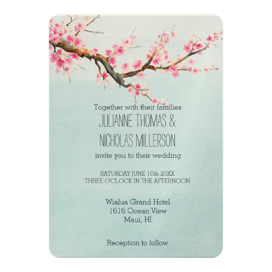 Cherry Blossom Wedding Invitation Template Cherry Blossom Flowers Wedding Invitation Zazzle Com