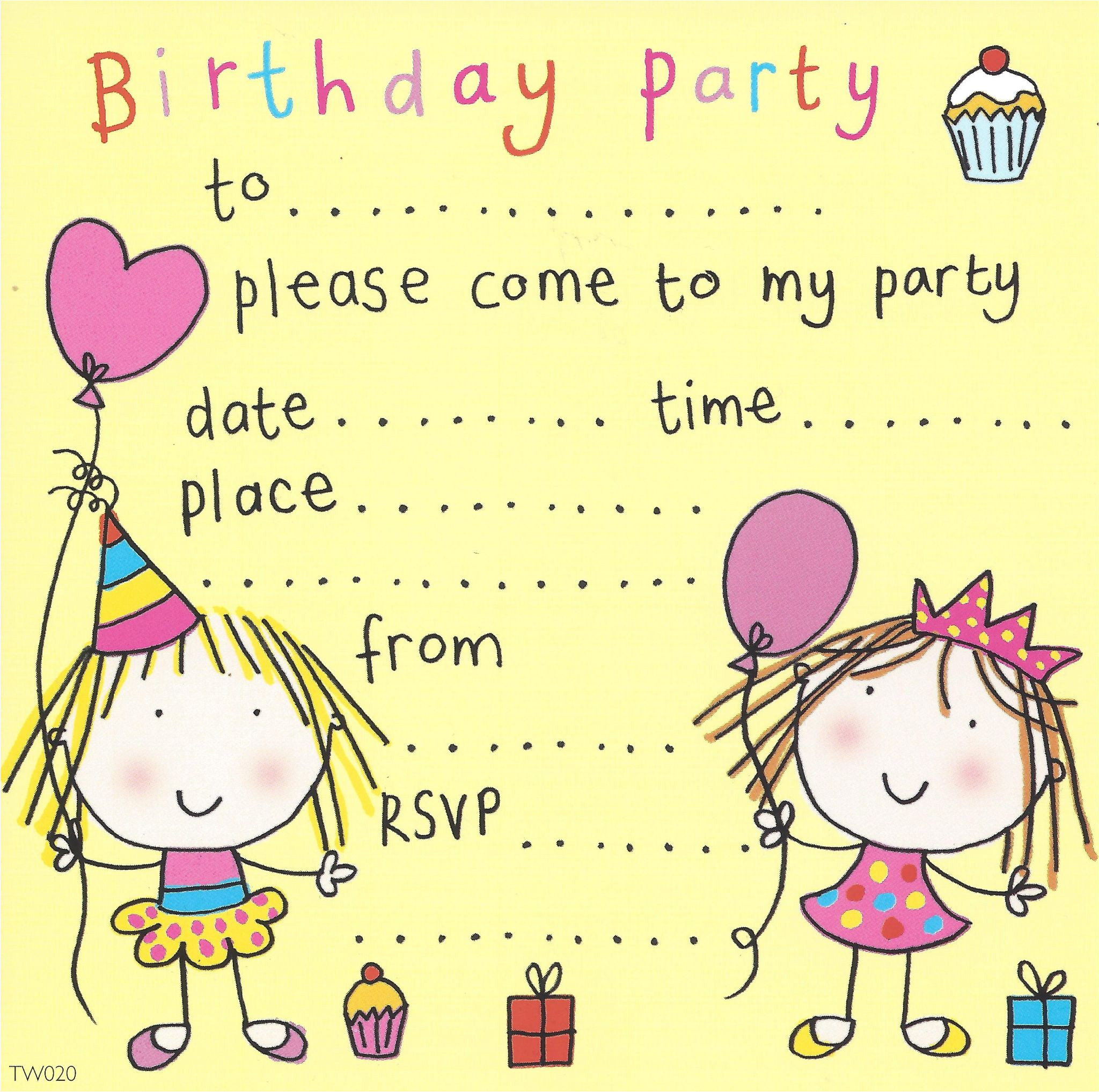 twin girls childrens party invitation 8 p