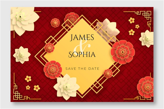 realistic wedding invitation template chinese style 6436382