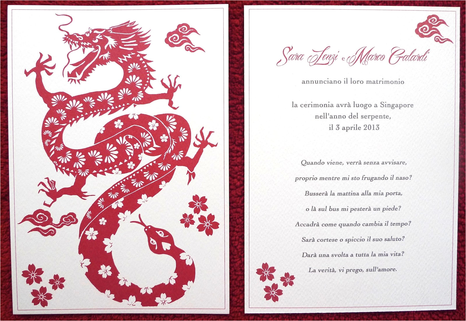 dragon snake bespoke wedding invitation