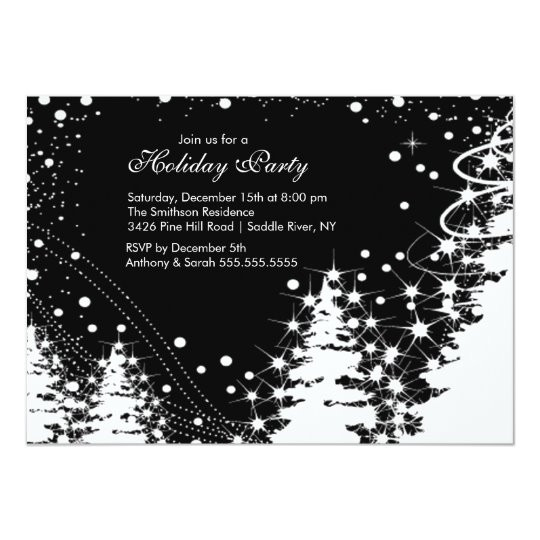 black white winter holiday party invitation 161700534862182943