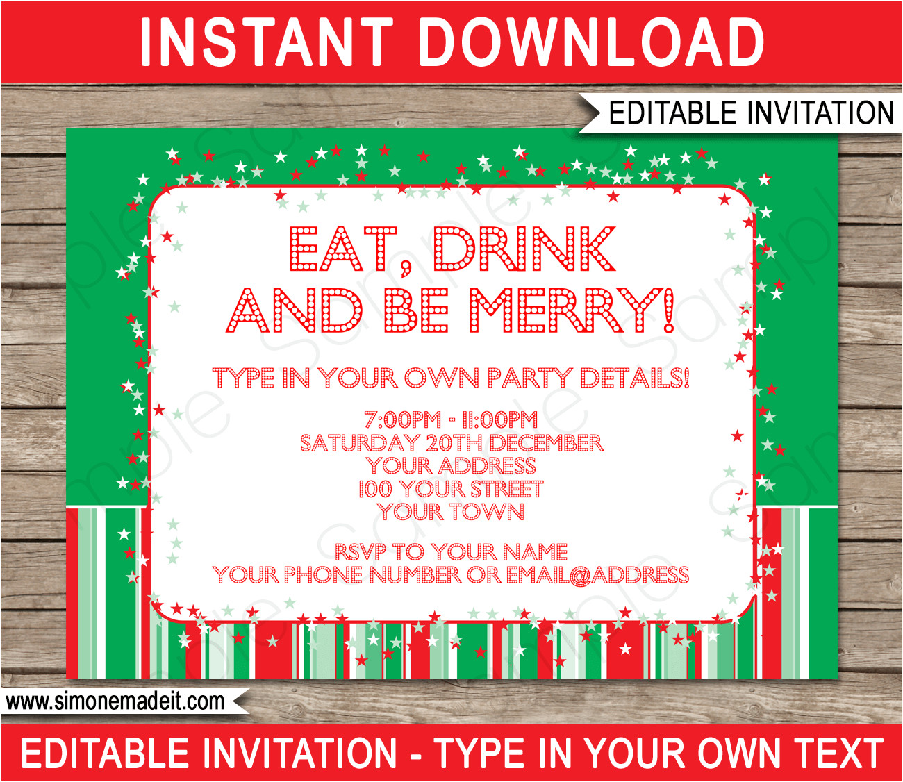 printable christmas party invitations 2