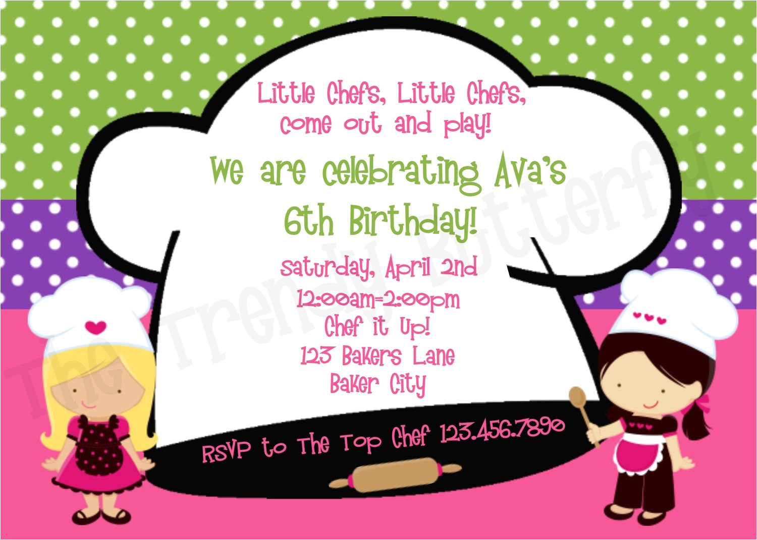 cooking birthday party invitations