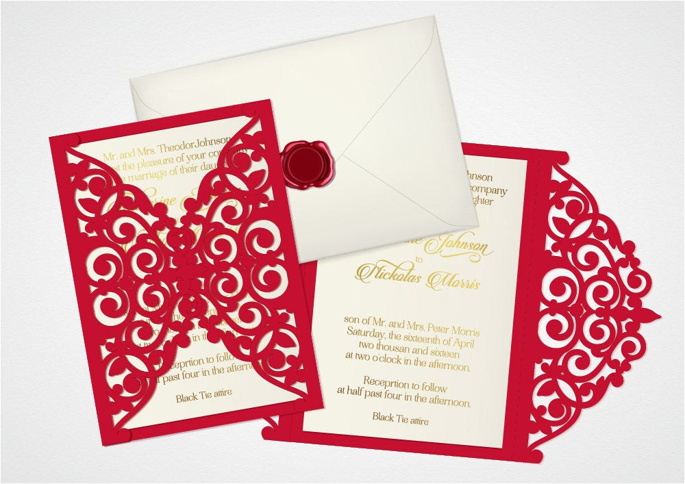 printable laser cut wedding invitation ref related 0