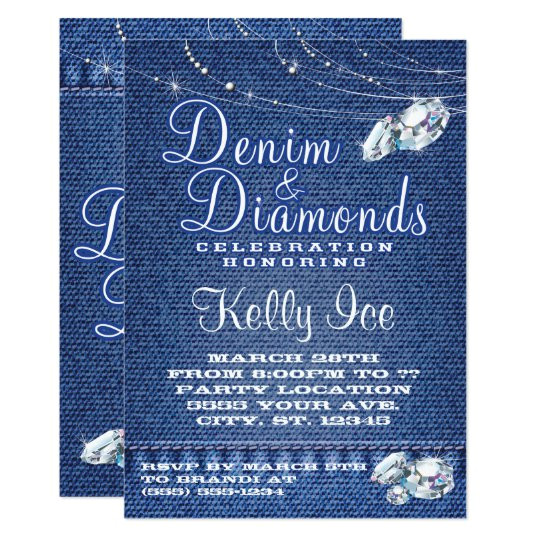 denim and diamonds party invitations 256626927017159859