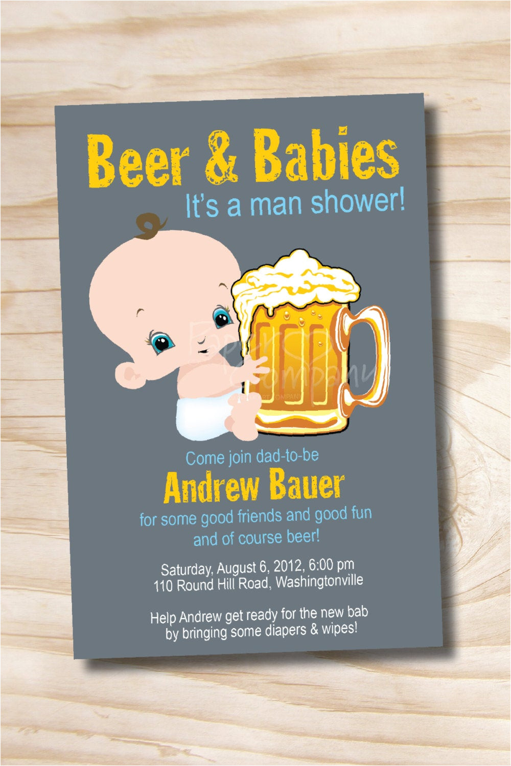 man shower beer and babies diaper party