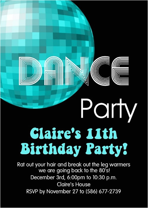 70s and 80s disco dance birthday party invitations printable or printed p 616