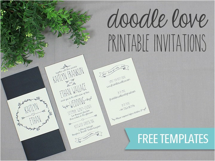diy tutorial free printable doodle wedding invitation set