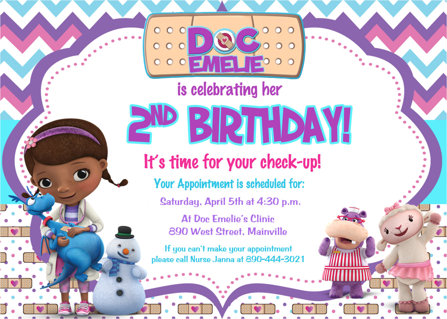 doc mcstuffins birthday party invitation
