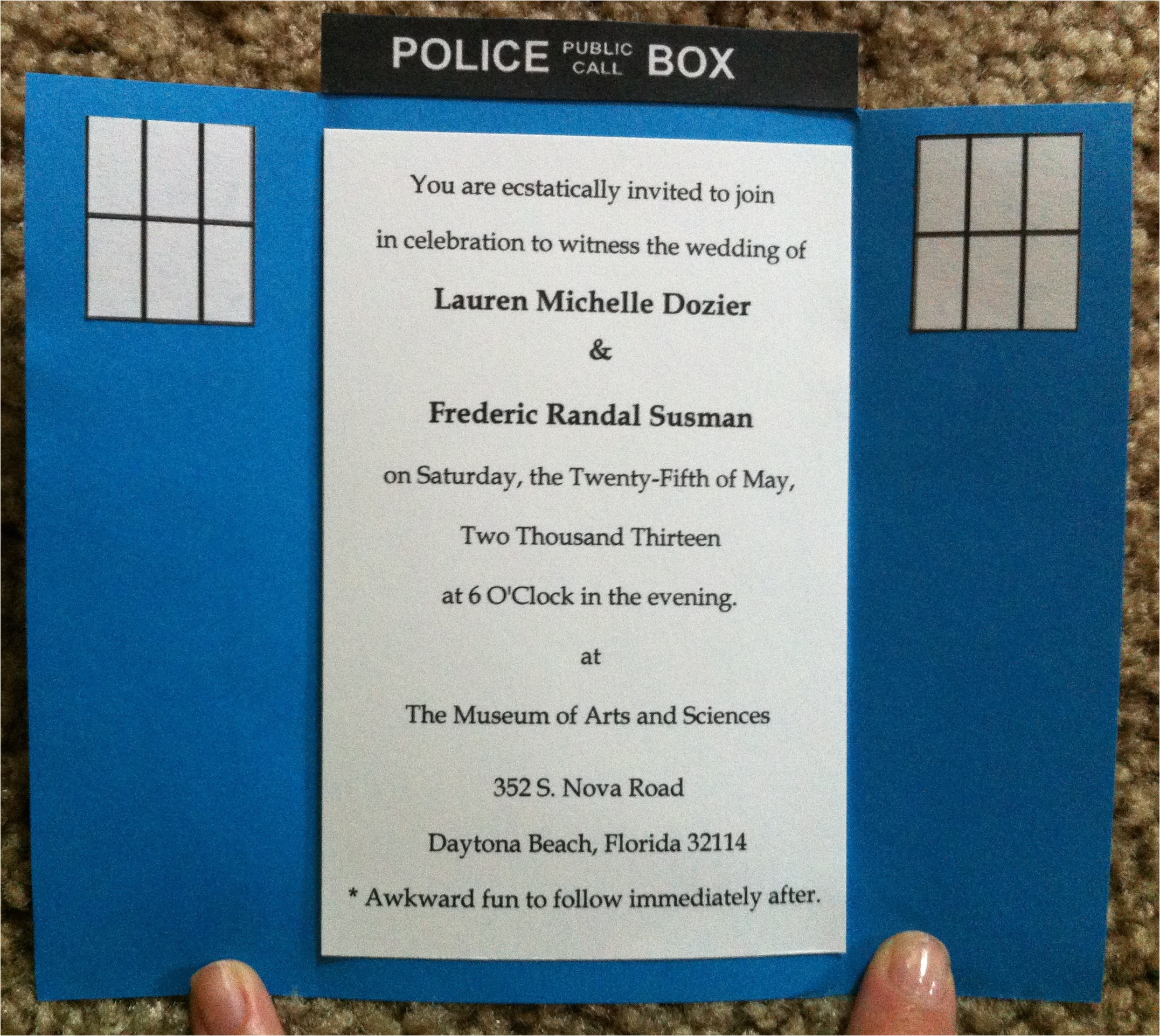 how we made our tardis invitations