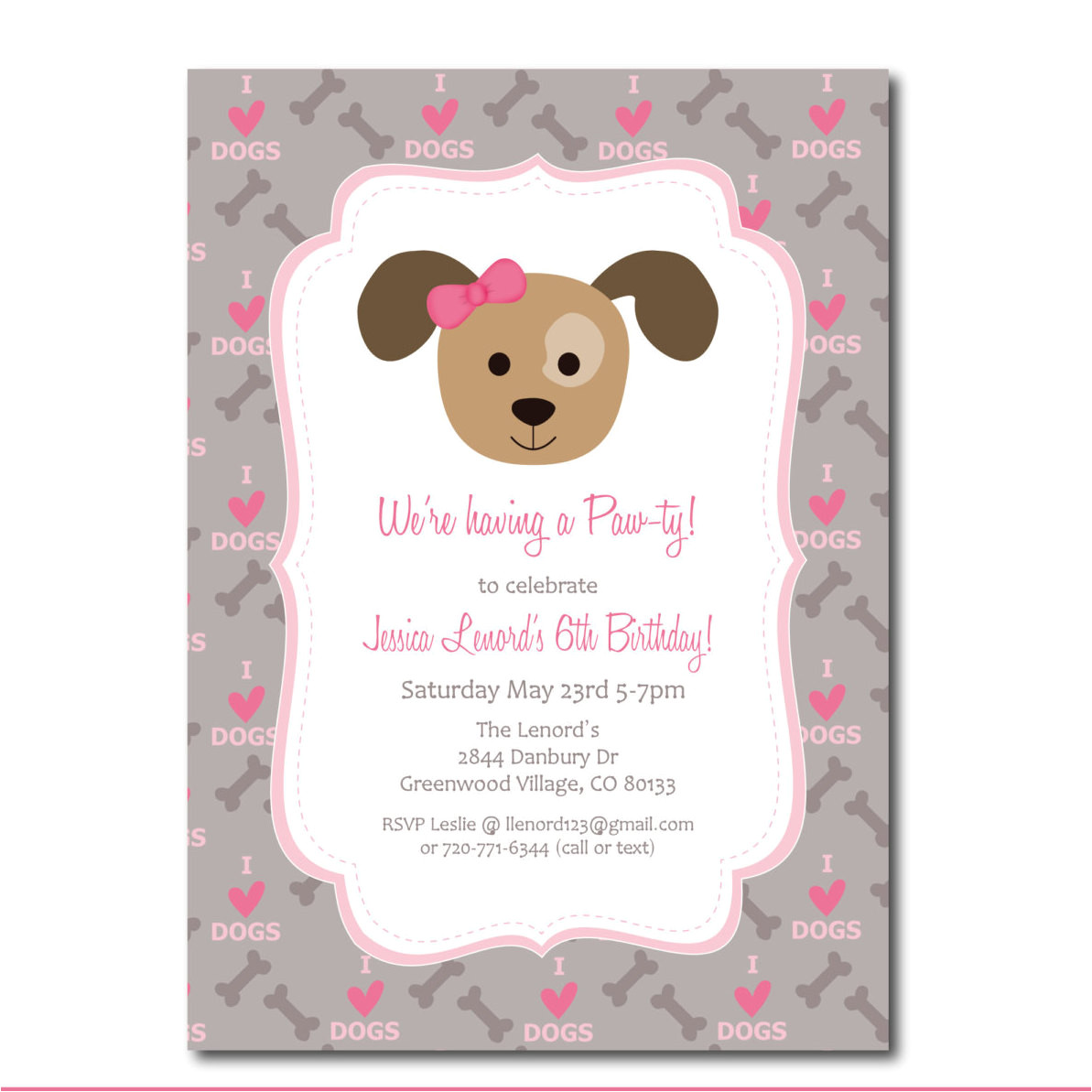 puppy party invitation with editable