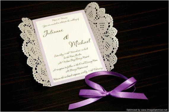 50 x rustic lilac wedding invitation