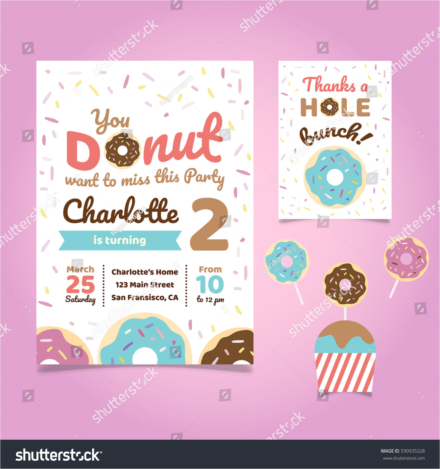 donut theme birthday invitation template 590935328