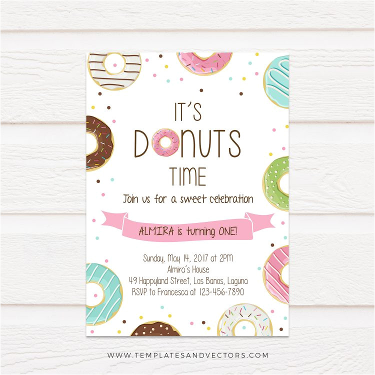 donut party birthday invitation 080