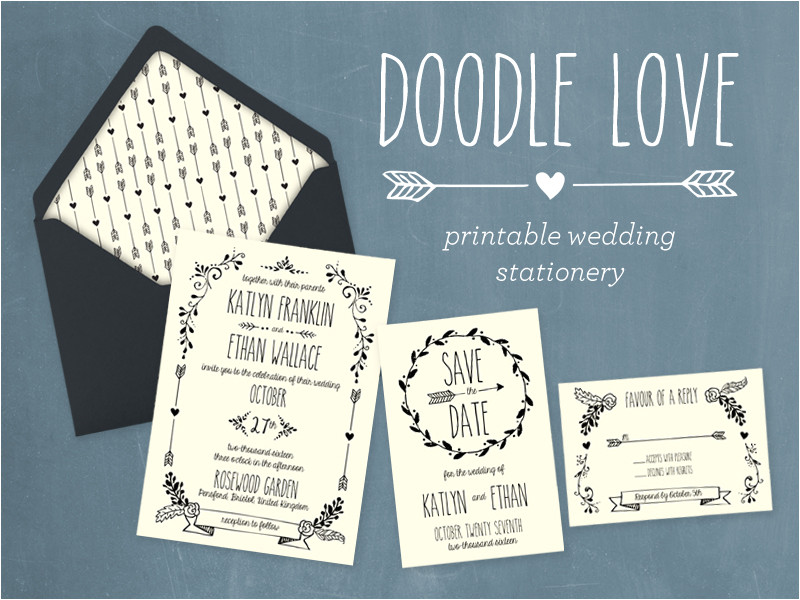 doodle love a hand drawn invitation collection