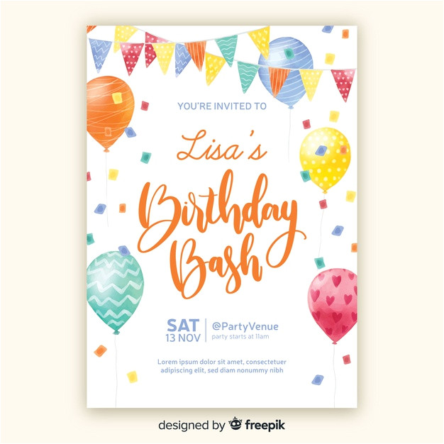 watercolor style birthday invitation template 5239208