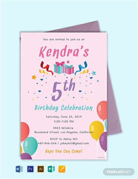 5th birthday invitation