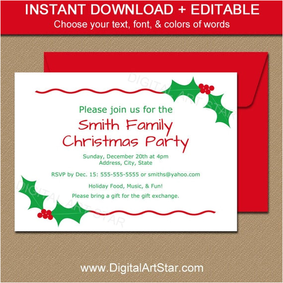editable christmas party invitation