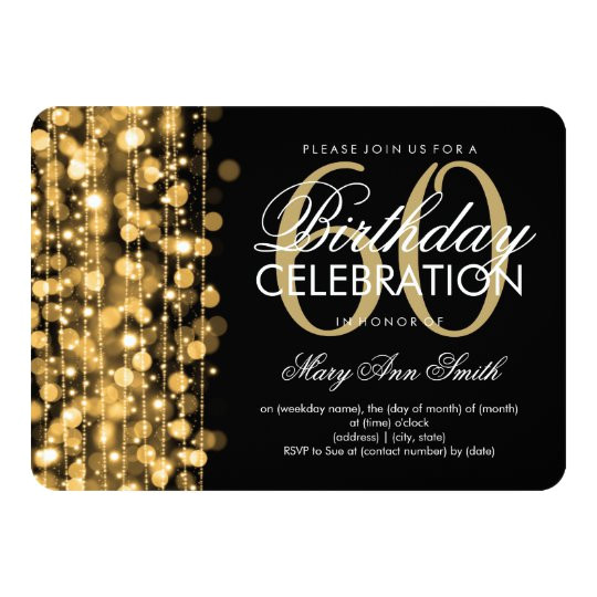 elegant 60th birthday party sparkles gold invitation 161987322869782597