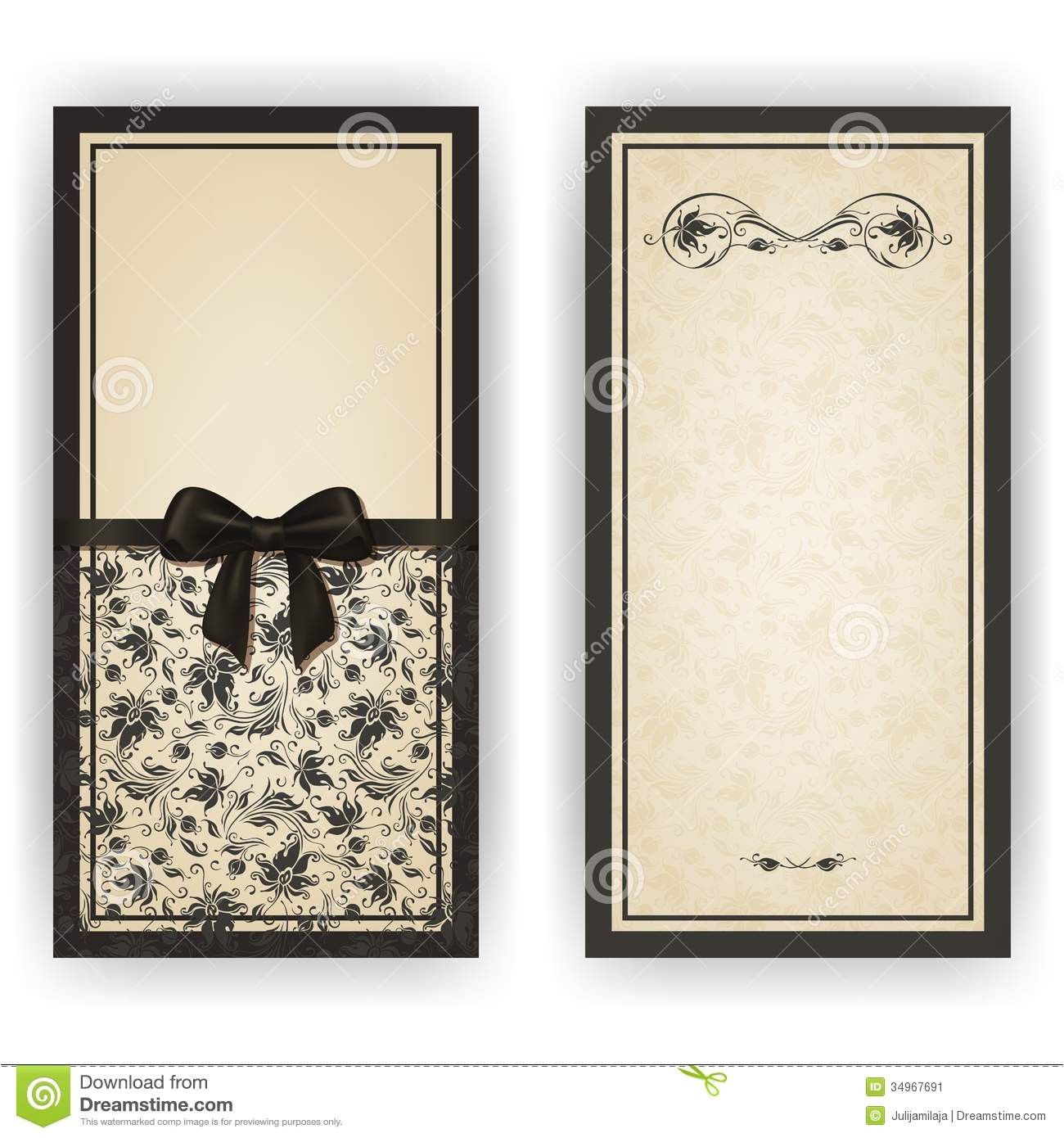 stock image elegant vector template luxury invitation card lace ornament bow place text floral elements ornate background image34967691