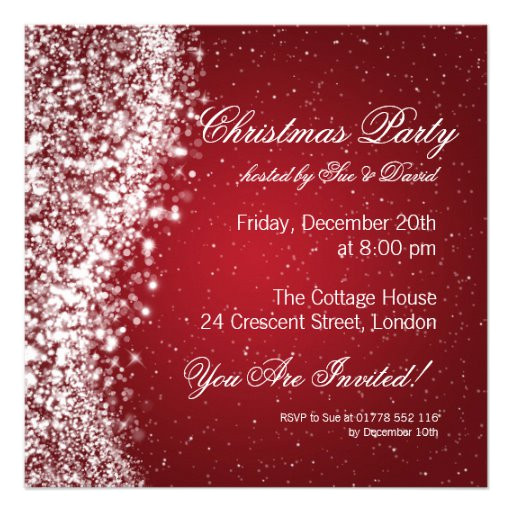christmas party invitation elegant sparkle red 161540261332450216