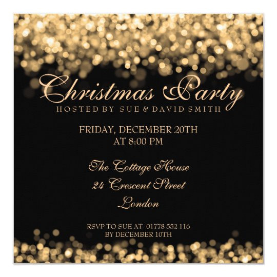elegant christmas party gold shimmering lights invitation 161606671247454351