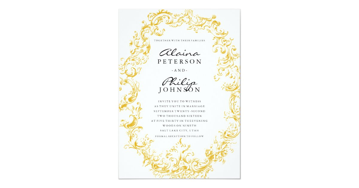 elegant gold frame wedding invitation template 256820006446599587