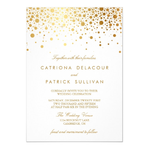 faux gold foil confetti elegant wedding invitation 161903790980170342