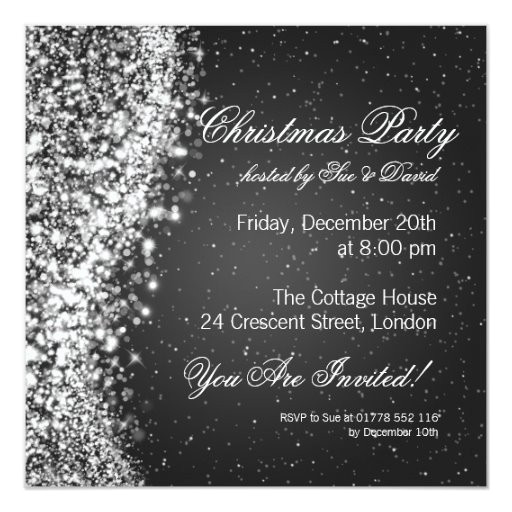 christmas party invitation elegant sparkle black 161985555698336654