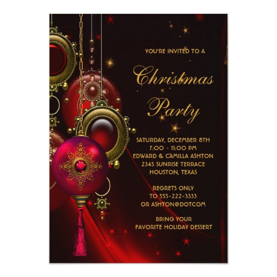 elegant red gold christmas holiday party invitation 161612332952685132