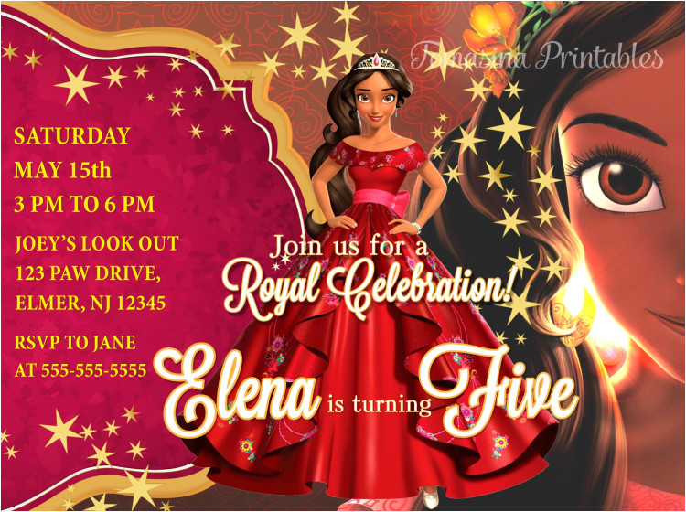 elena of avalor birthday invitation princess elena invite printable