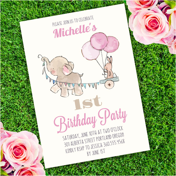 elephant birthday party invitation template