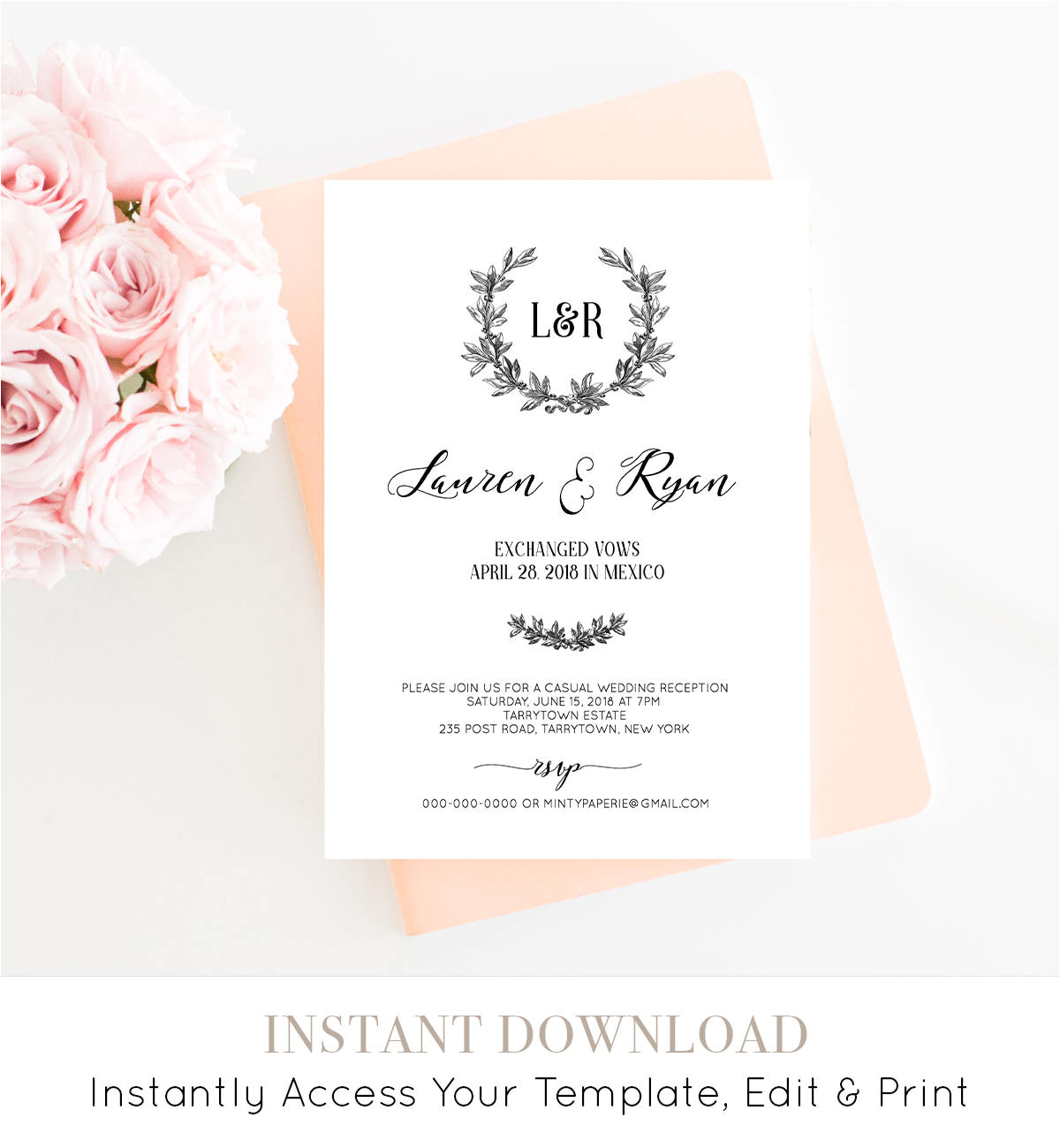 elopement invitation template printable