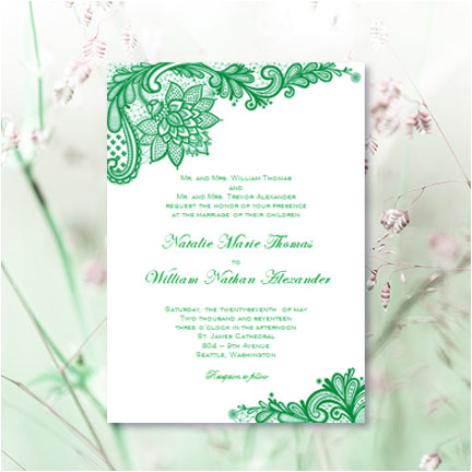 vintage lace wedding invitations emerald