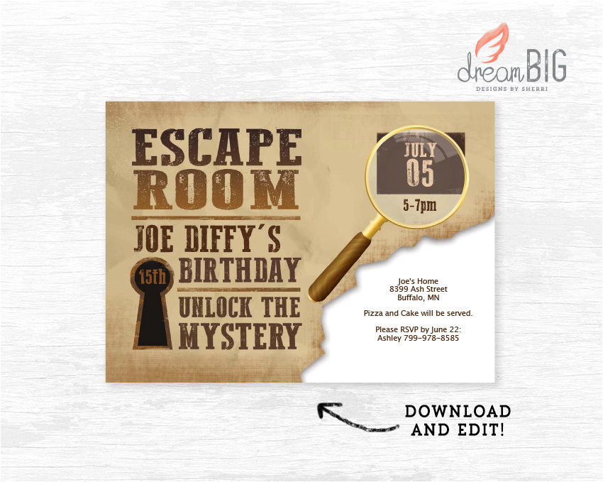 escape room invitation birthday invite